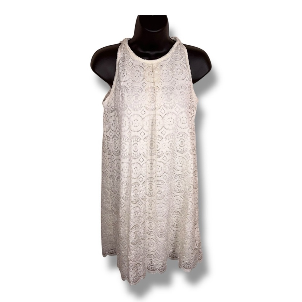 Small Speechless Ivory White Lace Shift Dress Sleeveless Lined Event Neutral